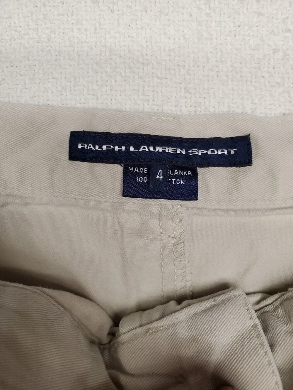 Ralph Lauren Sport Women's Sz 4 Khaki Chino Shorts Pony Logo Cuffed Preppy